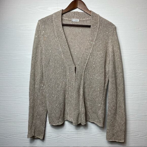 Brunello Cucinelli Linen Silk Blend Cardigan Knit Sweater Medium - Picture 1 of 9